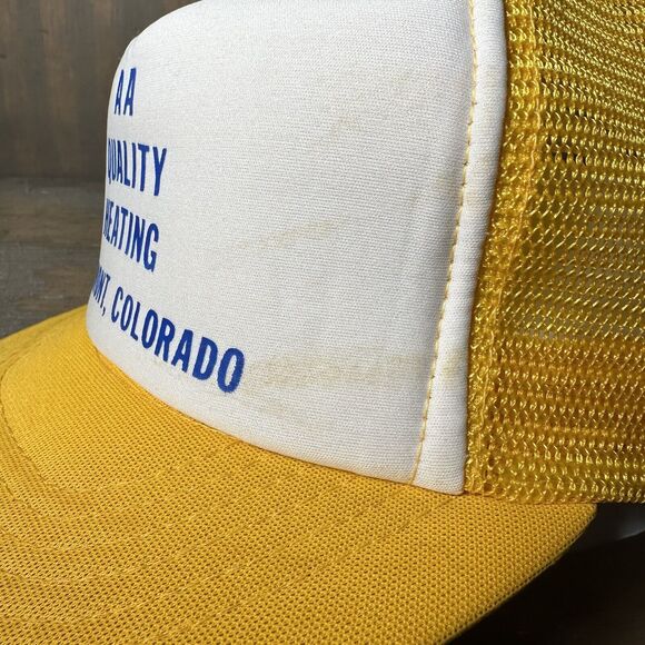 Vintage Snapback Trucker Breathable Hat Cap Yellow And White AA Quality Heating - Picture 3 of 7